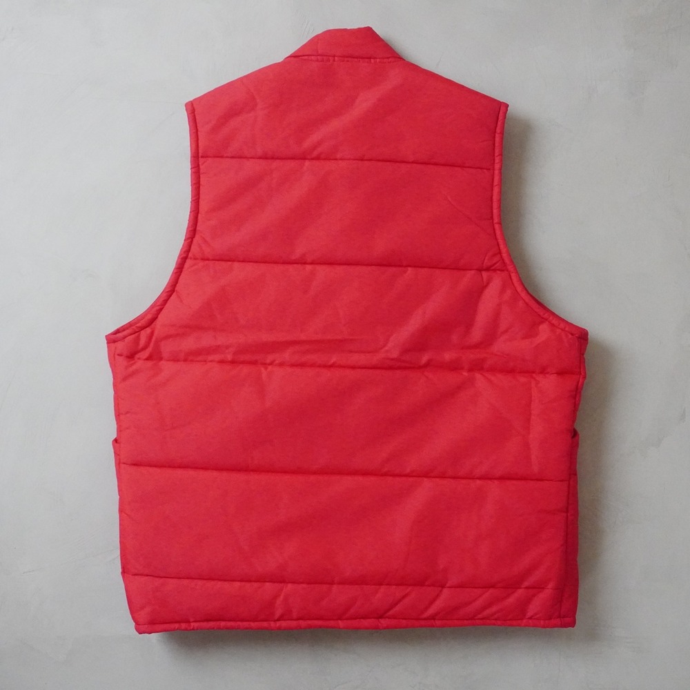 Vintage Warwick Puffer Vest Medium Mens 80s Red Nylon Quilted Made in USA - Picture 2 of 8